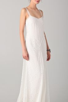 White Maxi Dress on Di Alberta Ferretti White Lace Trimmed Silk Chiffon Maxi Dress