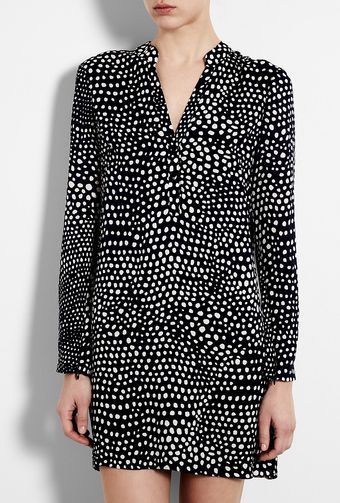  Navy Polka Dot Shirt Dress 