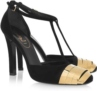 Yves Saint Laurent Candide Paneled Suede Pumps - Lyst
