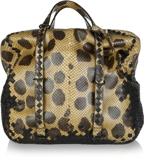 Bottega Veneta Intrecciato Python and Leather Tote in Multicolor (multicolored) - Lyst