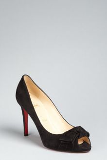Christian Louboutin Black Suede Madame Butterfly 100 Peep Toe Pumps - Lyst