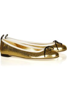 Gucci Metallic Leather Ballet Flats - Lyst