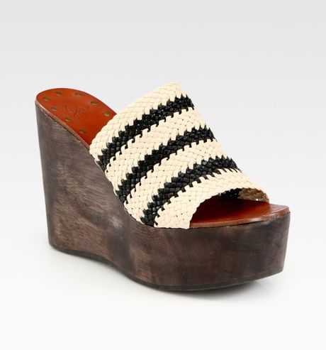 wedge caviar joie woven sandals platform leather wood