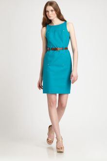 Michael by Michael Kors Boatneck Stretch Cotton Dress - Lyst