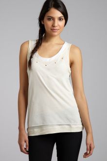 See By Chloé Cream Mesh Front Scoop Neck Tank - Lyst