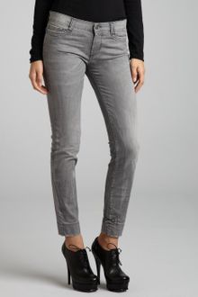 See By Chloé Grey Denim Cropped Skinny Jeans - Lyst