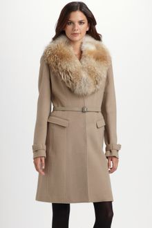 Elie Tahari Fur-trimmed Wool Coat - Lyst