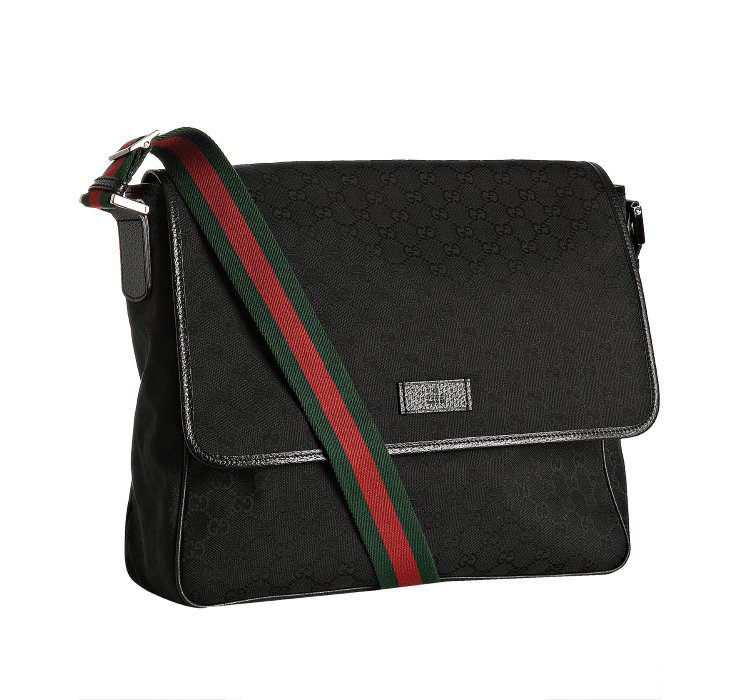 Gucci Black Gg Canvas Web Stripe Messenger Bag in Black for Men | Lyst