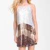 Parker Colorblock Sequin Shift Dress in Brown (cream) - Lyst