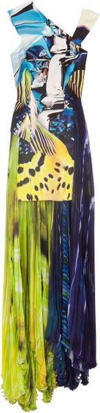 Mary Katrantzou Lk2 Chiffon Skirt High Nk Drs in Blue - Lyst