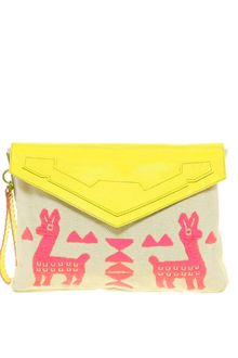 Asos Envelope Clutch With Leather Trim - Lyst