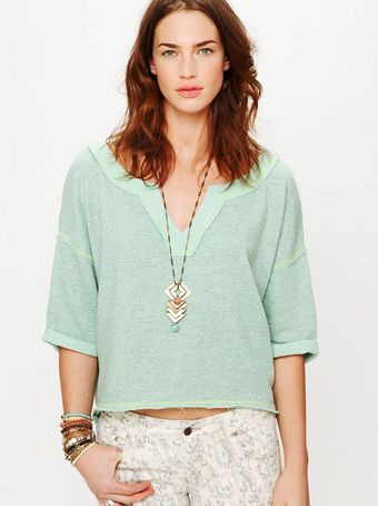 Free People Speckled Split Neck Pullover - Lyst