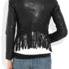 Maje Lemmy Cropped Fringed Leather Jacket in Black - Lyst