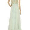 Marchesa Beaded Silk Chiffon Gown in Green - Lyst