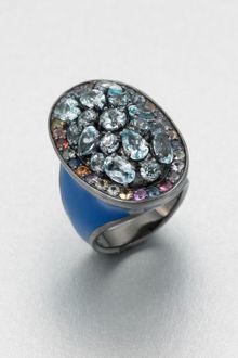 M.c.l By Matthew Campbell Laurenza Enamel Accented Semiprecious Multistone Oval Ring - Lyst