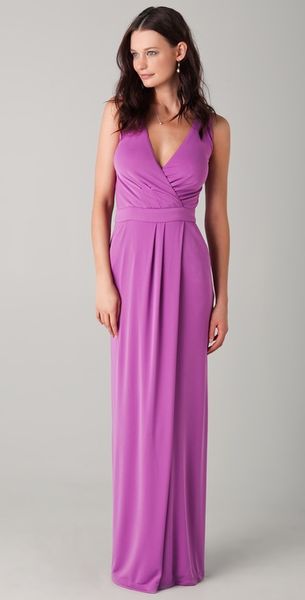 Philosophy Di Alberta Ferretti V Neck Draped Gown in Purple - Lyst