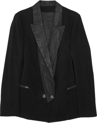  Leather and Woolblend Tuxedo Jacket 