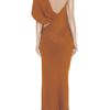 Alexander Wang Asymmetric Silk Crepe Dress in Brown - Lyst