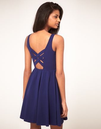 Asos Skater Dress With Cross Back Detail - Lyst