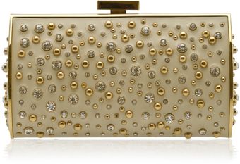 Elie Saab Structured Leather and Crystal Clutch - Lyst