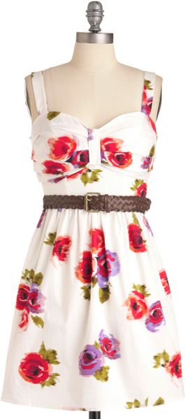 Modcloth Painting The Peonies Dress in White - Lyst