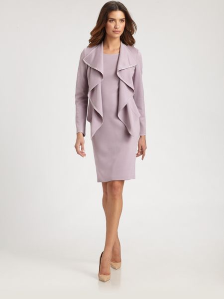 St. John Rufflefront Knit Jacket in Purple (black) - Lyst