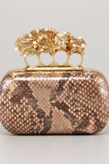 Alexander McQueen Python Pearl Knuckleduster Box Clutch - Lyst