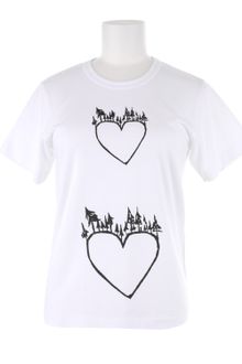 Comme Des Garçons Comme Des Garçons  Stretch Cotton T-shirt with A Heart and Trees Black Print - Lyst