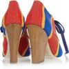 Dolce & Gabbana Woven Laceup Peeptoe Sandals in Red - Lyst