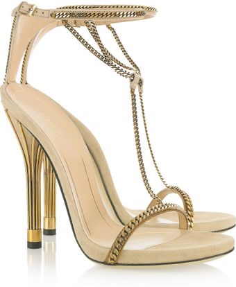 Gucci Chaintrimmed Suede Sandals - Lyst