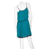 Halston Heritage Tiered Pleated Dress with Belt in Blue (teal) - Lyst