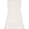 Jay Ahr Lace and Ruffled Silk Gauze Mini Dress in White - Lyst
