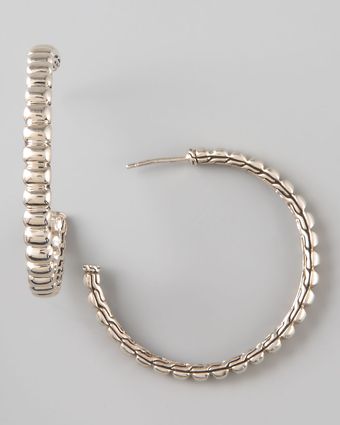  Silver Bedeg Hoop Earrings  