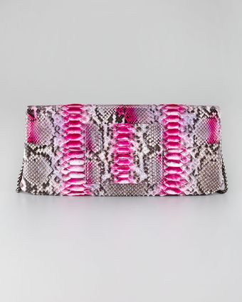 Kara Ross Leora Python Clutch Pink Berry - Lyst