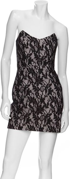  Strapless Floral Lace Dress 