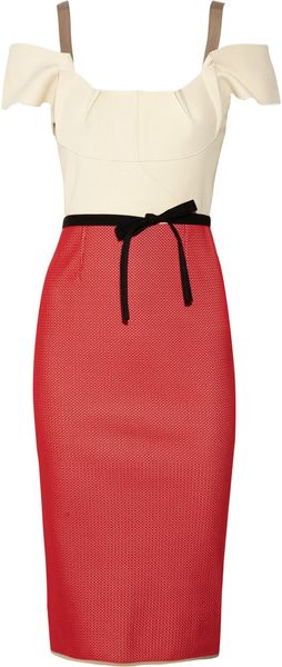 Roland Mouret Herbert Off The Shoulder Wool Blend Dress in Beige (cream) - Lyst