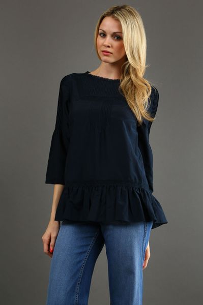 Tibi Victorian Lace Blouse 45 Off in Blue (navy) - Lyst