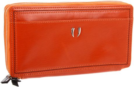 Tusk Capri Double Zip Checkbook Wallet in Orange (orange/black) | Lyst
