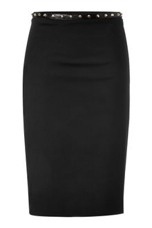 Versace Black Rock Stud Pencil Skirt - Lyst