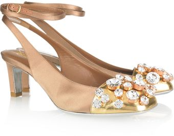 Yves Saint Laurent Ingénue Swarovski Crystalembellished Satin Slingbacks - Lyst
