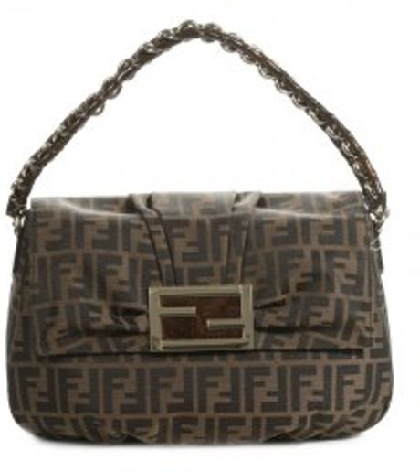 Fendi Mia Shoulder Bag Flap Zucca in Brown (marron) - Lyst