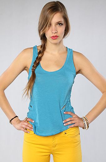 Free People The Lace Battenburg Inset Tank in Electric Ocean - Lyst