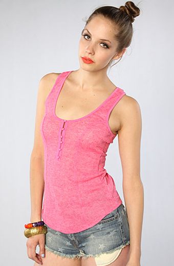 Free People The Pointelle Henley Tank in Hot Pink Heather - Lyst