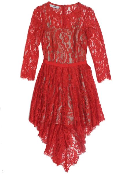Lover Crimson Serpent Lace Dress in Red (champagne) - Lyst