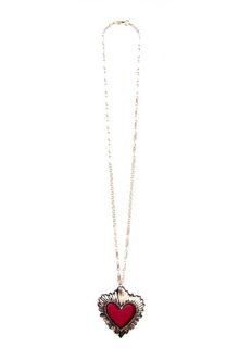Rosita Bonita Red Gold Leather Heart Pendant - Lyst