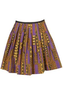 Topshop Aztec Pleat Skater Skirt - Lyst