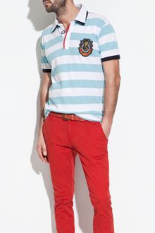 Zara Embroidered Striped Polo Shirt - Lyst