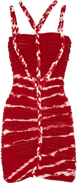 Isabel Marant Lia Ruched Fineknit Jersey Dress in Red - Lyst