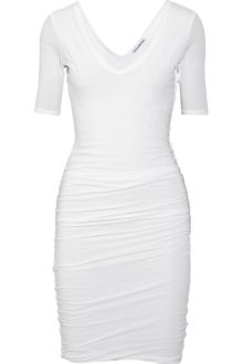 James Perse Ruched Stretchjersey Dress - Lyst