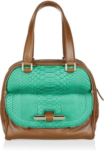  Justine Leather And Python Tote 
